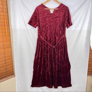 VTG KDK Made in USA Womens Red Floral Embroidered Midi Dress Sz 14 Grunge Witchy